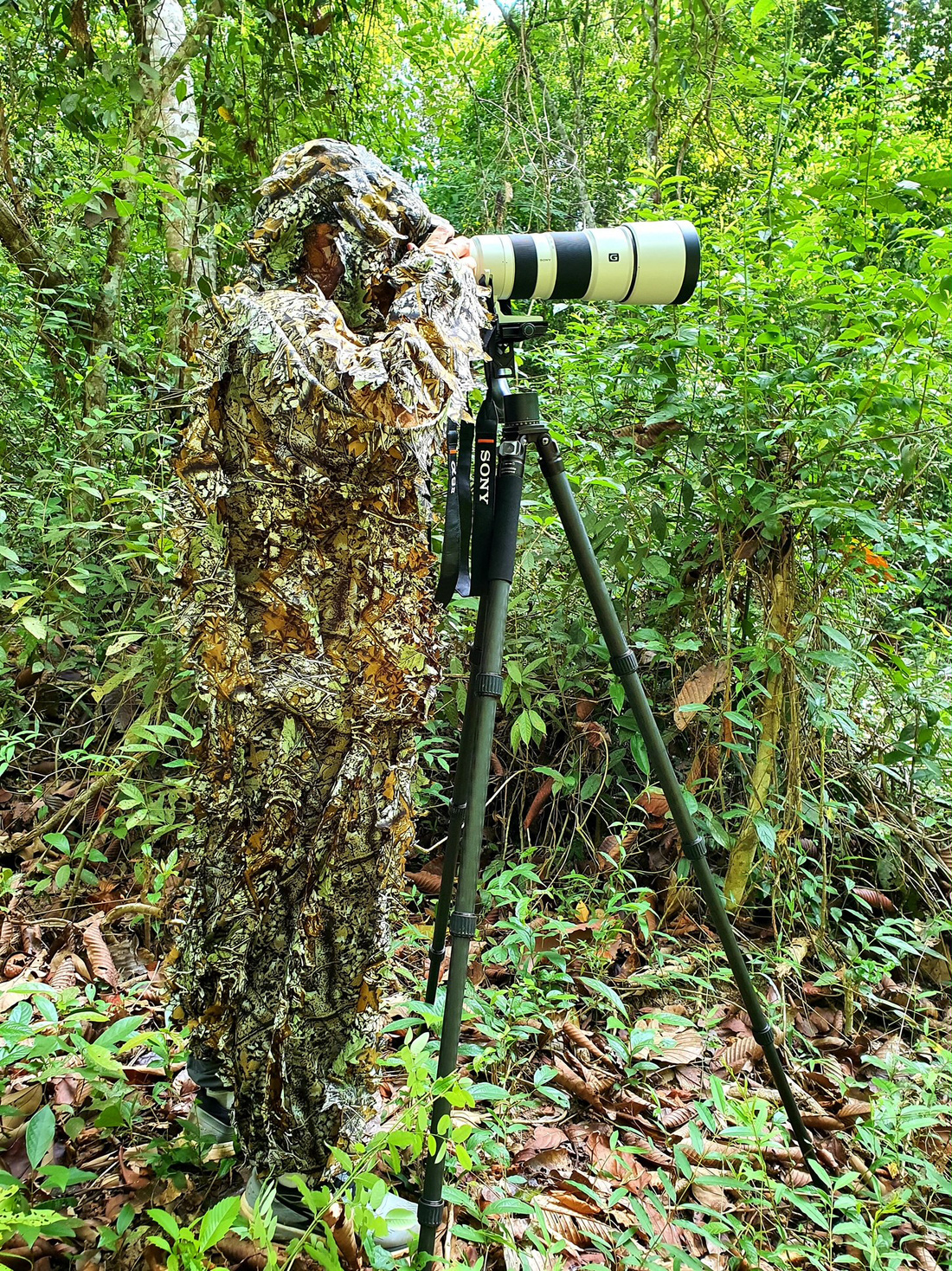 Nhiếp ảnh gia Huỳnh Thanh Danh hóa trang để tiếp cận các loài chim 