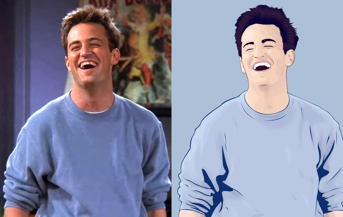 Hình ảnh nhân vật Chandler Bing được khán giả vẽ thành meme nổi tiếng, đại diện cho những câu đùa châm biếm - Ảnh: NBC/KevalDk