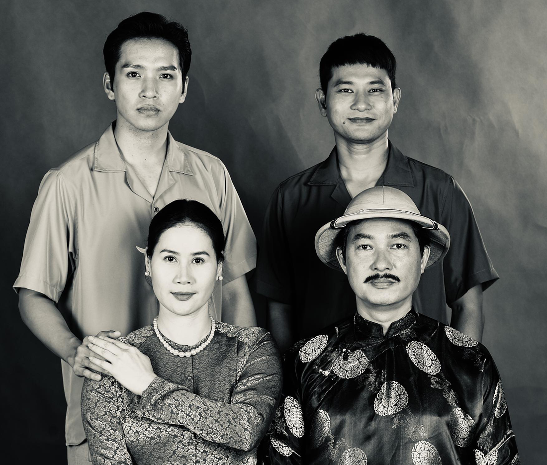 Bạch Công Khanh (hàng trên, bên trái) và Huỳnh Đông (hàng trên, bên phải) trong phim Dâu bể mùa xưa - Ảnh: ĐPCC