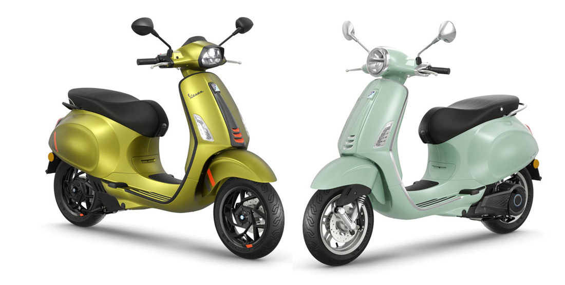 For the 2024 model year, Vespa is renewing two of its most iconic models: the Primavera (left) and the Sprint (right), with more variations, more engines and more color options.  These vehicles have also been displayed attractively at the EICMA 2023 motorcycle exhibition to be held in Italy – Photo: Vespa