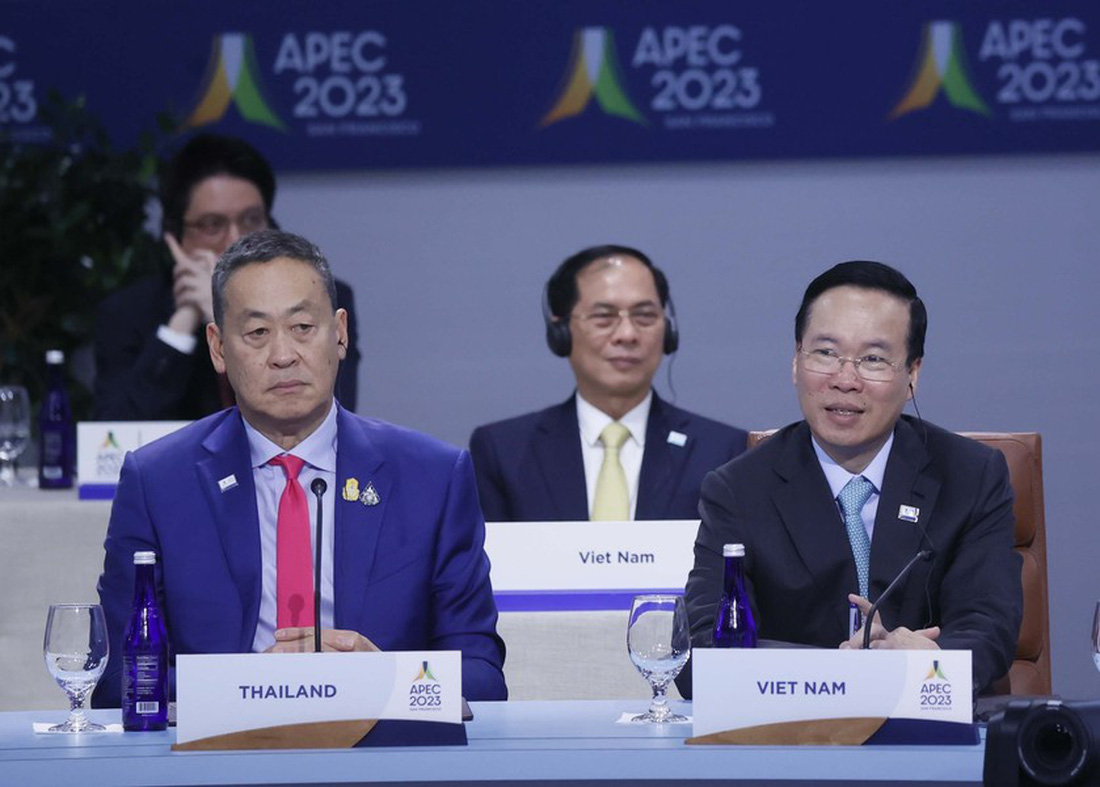Chủ tịch nước Võ Văn Thưởng tại phiên họp hẹp các lãnh đạo kinh tế APEC ngày 17-11 (giờ Mỹ) - Ảnh: TTXVN