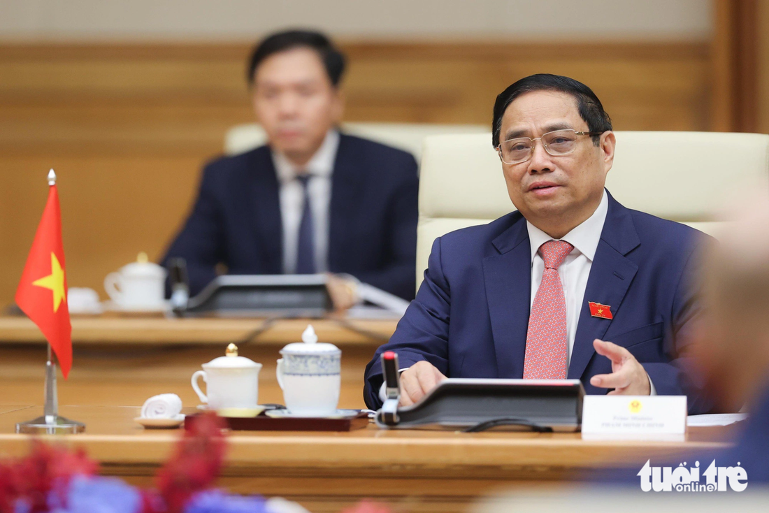 Thủ tướng Phạm Minh Chính phát biểu tại hội đàm - Ảnh: NGUYỄN KHÁNH