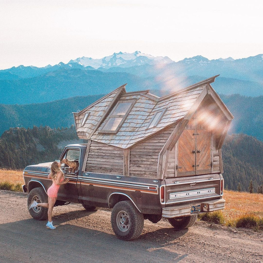 Jacob has several notable wooden structures above ground.  but truck cabin one "mobile cabin" is the first project he actually did for himself, and the first project he did with his girlfriend.  Together they traveled from one coast to the other and also decided to stay there.