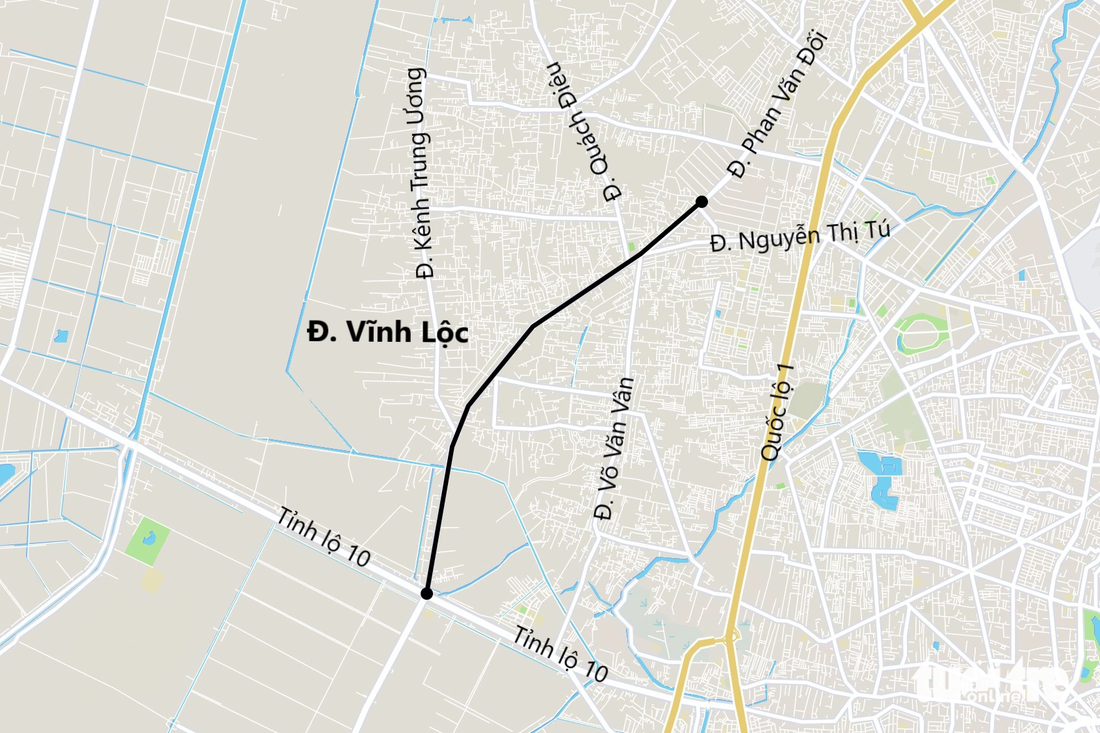 Dự án nâng cấp, mở rộng đường Vĩnh Lộc thực hiện từ điểm giao với tỉnh lộ 10 (huyện Bình Chánh) đến ranh huyện Hóc Môn, dài hơn 7km