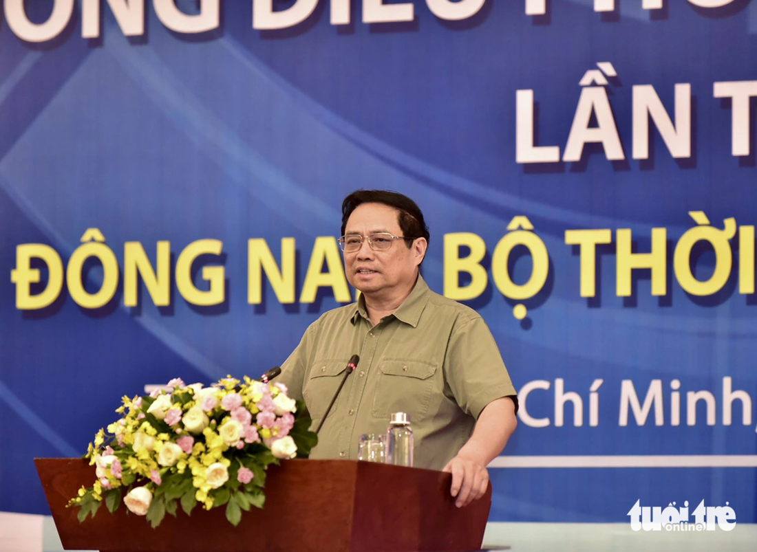 Thủ tướng Phạm Minh Chính phát biểu tại hội nghị của Hội đồng điều phối vùng Đông Nam Bộ - Ảnh: T.T.D.