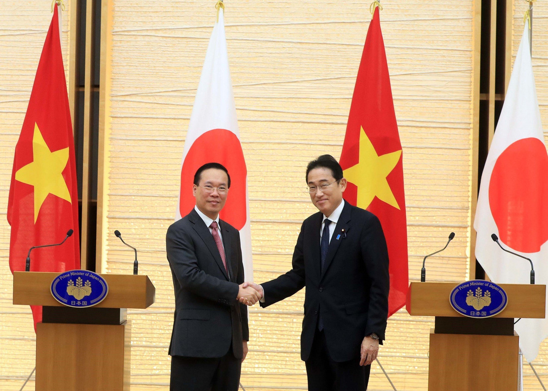 Chủ tịch nước Võ Văn Thưởng và Thủ tướng Nhật Bản Kishida Fumio tại cuộc gặp ngày 27-11 - Ảnh: TTXVN