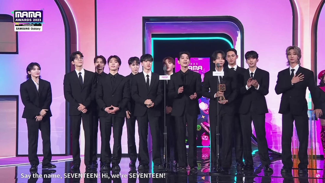 Seventeen từng là nhóm nhạc K-pop đầu tiên phát biểu tại UNESCO, phát biểu khi nhận giải thưởng của MAMA 2023.
