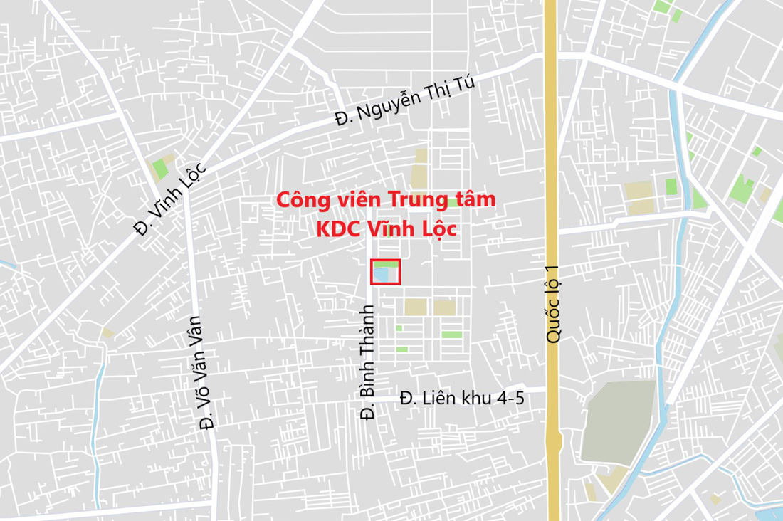 Vị trí công viên trung tâm khu dân cư Vĩnh Lộc - Đồ họa: PHƯƠNG NHI