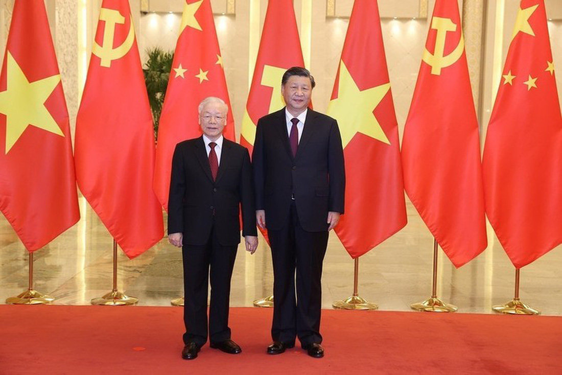 Tổng bí thư Nguyễn Phú Trọng và Tổng bí thư, Chủ tịch Trung Quốc Tập Cận Bình chụp ảnh chung năm 2022 - Ảnh: TTXVN