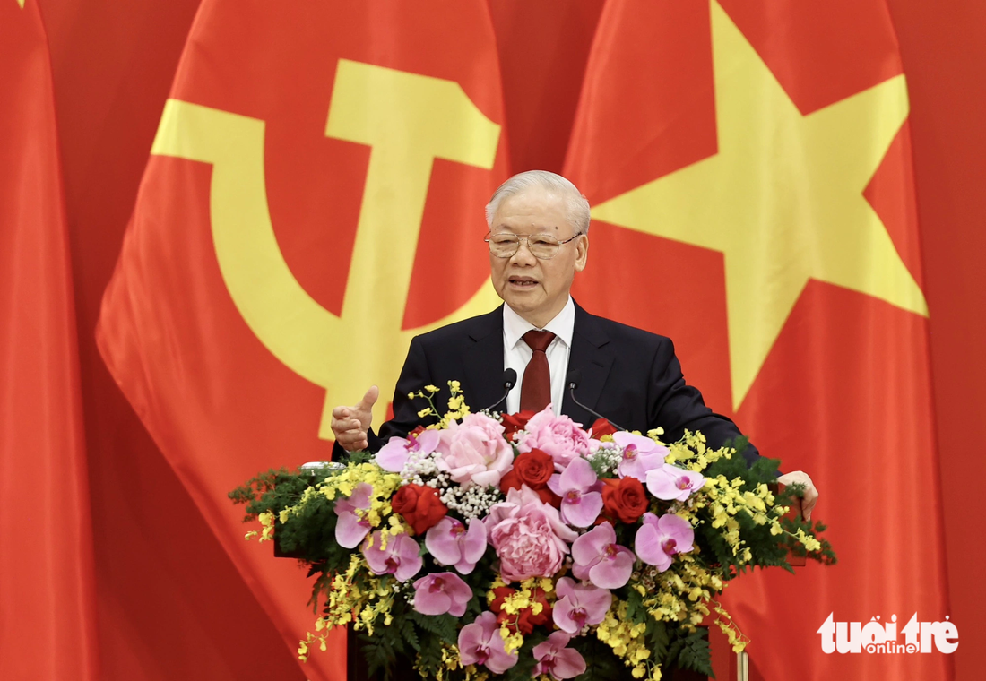 Tổng bí thư Nguyễn Phú Trọng gửi gắm nguyện vọng đến thế hệ trẻ hai nước tại cuộc gặp - Ảnh: NGUYỄN KHÁNH