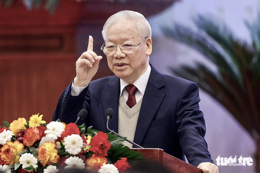 Tổng bí thư Nguyễn Phú Trọng phát biểu chỉ đạo tại Hội nghị Ngoại giao thứ 32 - Ảnh: NGUYỄN KHÁNH
