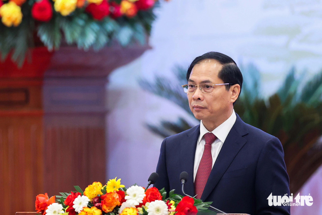 Bộ trưởng Ngoại giao Bùi Thanh Sơn tại Hội nghị ngoại giao thứ 32 - Ảnh: NGUYỄN KHÁNH