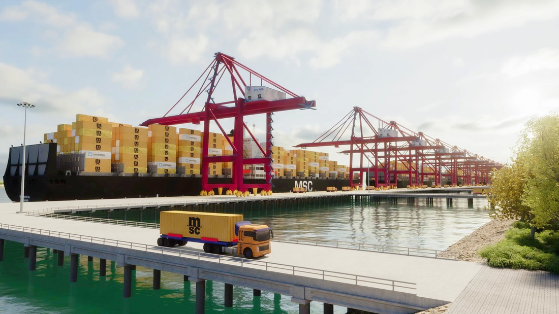 Ảnh phối cảnh cảng trung chuyển quốc tế Cần Giờ - Ảnh: Công ty tư vấn thiết kế cảng - kỹ thuật biển Portcoast