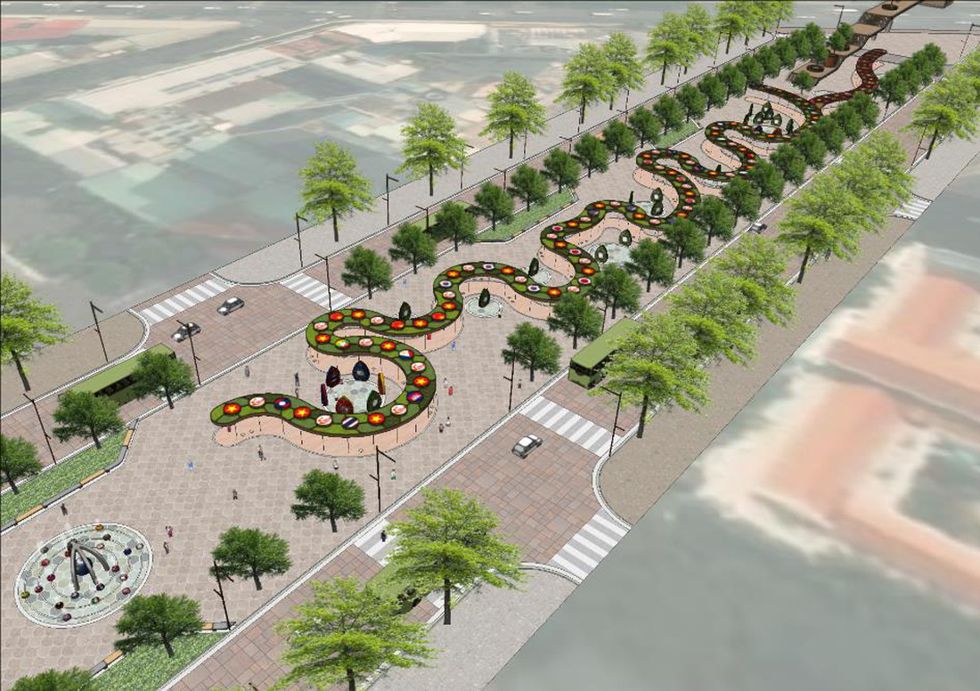 Đề xuất cấu trúc Serpentine Pavilion trải dài trên phân đoạn quảng trường Hữu nghị