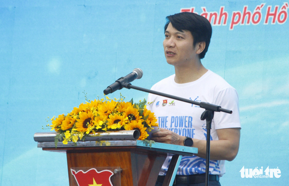 Bí thư thường trực Trung ương Đoàn, Chủ tịch Hội Liên hiệp thanh niên Việt Nam Nguyễn Ngọc Lương phát biểu tại Ngày hội tình nguyện quốc gia 2023
