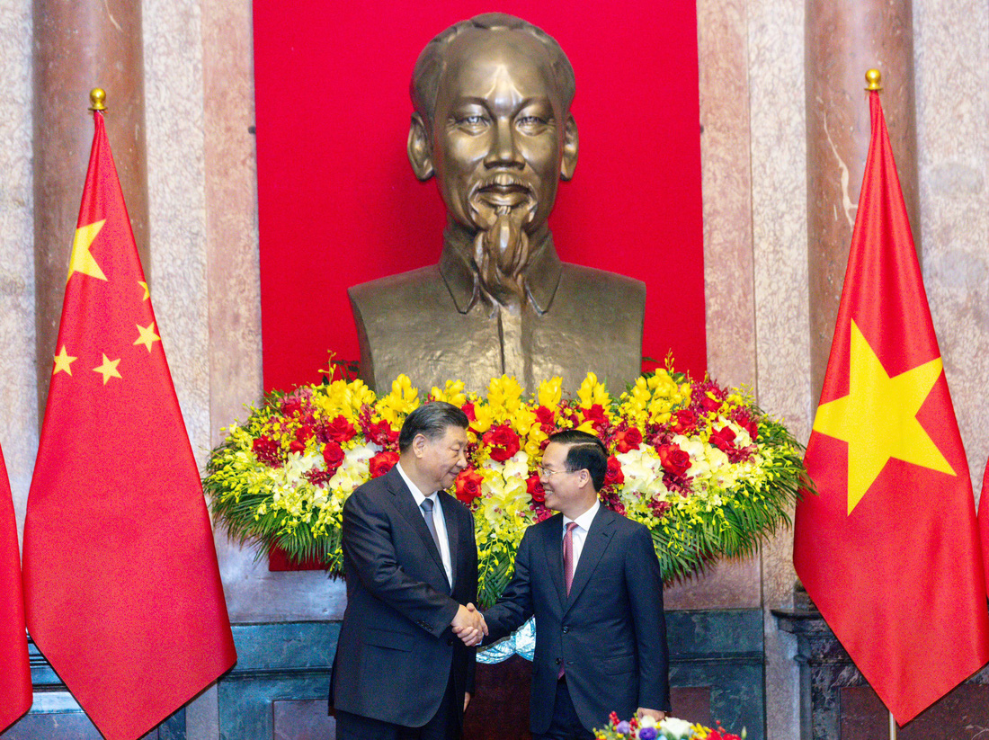 Tổng bí thư, Chủ tịch nước Trung Quốc Tập Cận Bình hội đàm với Chủ tịch nước Võ Văn Thưởng - Ảnh: PHONG SƠN