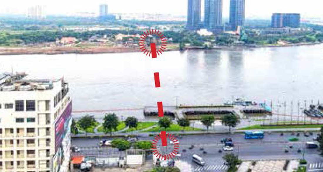 Vị trí dự kiến xây dựng cầu đi bộ nối khu đô thị Thủ Thiêm với trung tâm quận 1, TP.HCM - Ảnh: LÊ PHAN