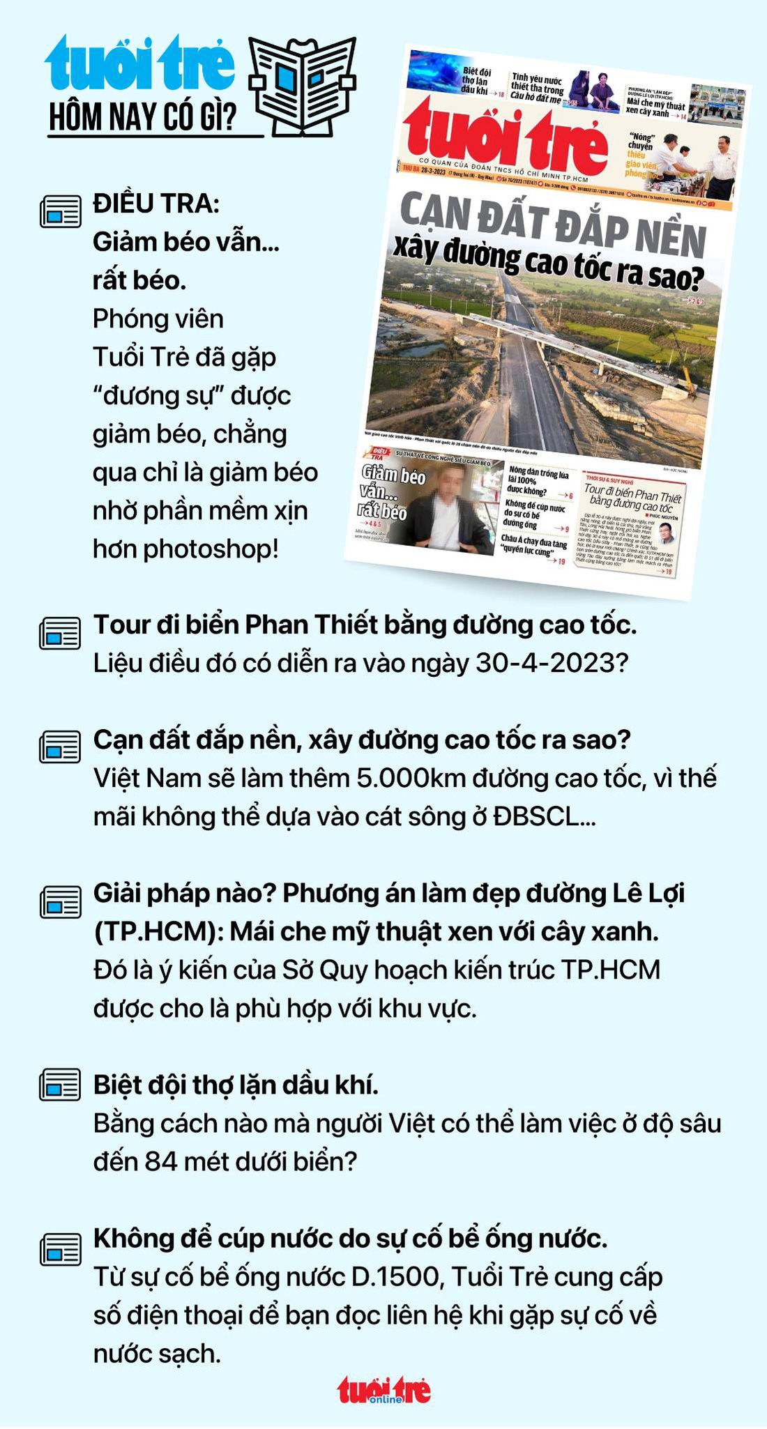 Cạn đất đắp nền, xây đường cao tốc ra sao? Mời độc giả đón đọc trên báo Tuổi Trẻ số ra ngày 28-3