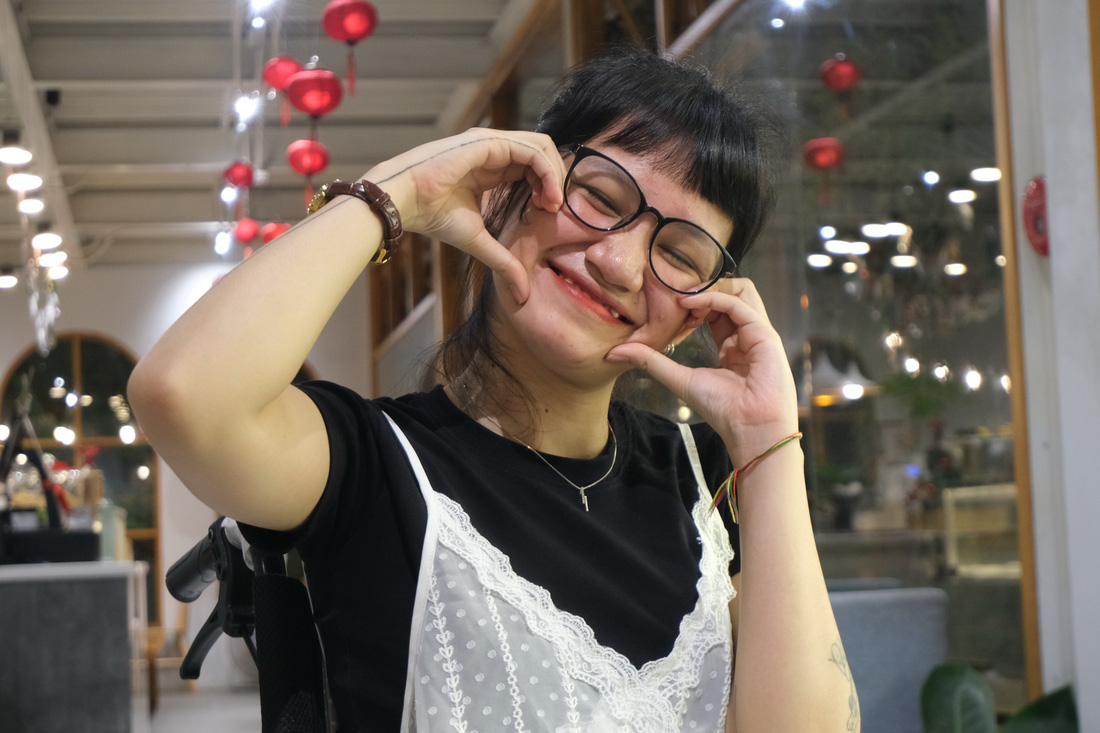 Nụ cười lạc quan của Nguyễn Ngọc Như truyền cảm hứngtích cực cho nhiều bạn đồng cảnh ngộ - Ảnh: HÀ THANH
