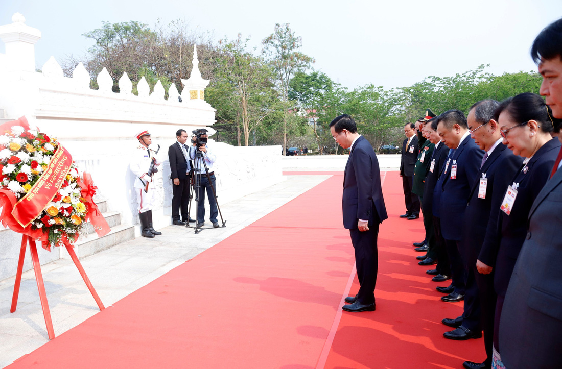 Lễ đón trọng thể Chủ tịch nước Võ Văn Thưởng tại Lào - Ảnh 3.