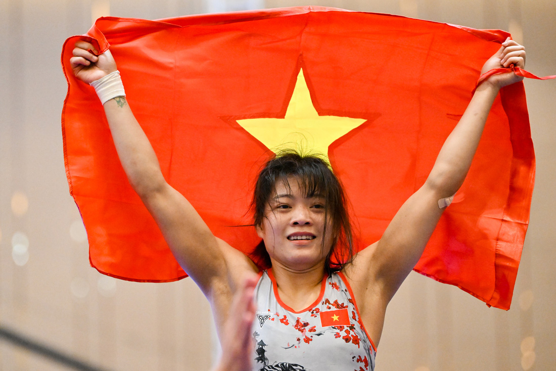 Nguyễn Thị Xuân đoạt HCV hạng cân 50kg nữ - Ảnh: NAM TRẦN
