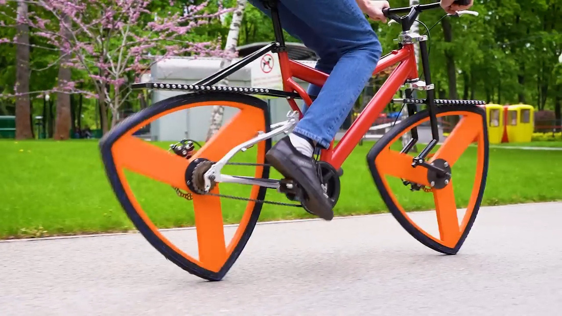 YouTuber tự chế xe đạp độc đáo: Bánh tam giác nhưng không xóc nảy - Ảnh 7.