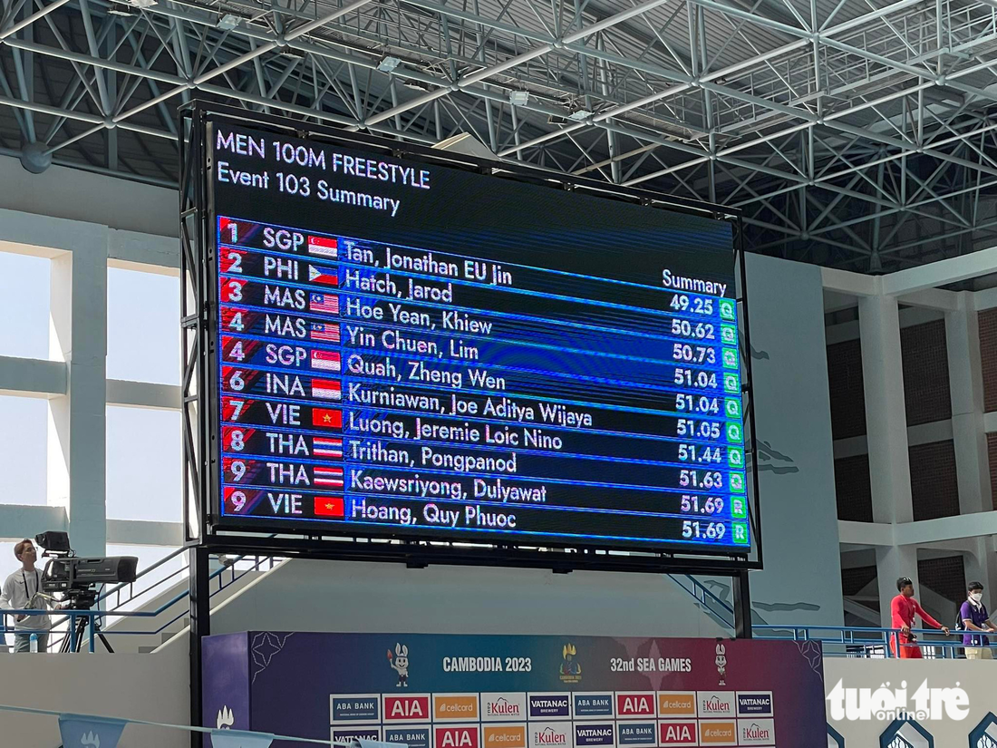 Hai vận động viên Việt Nam là Hoàng Quý Phước và Lương Jeremie Loic Nino cùng vào chung kết ở nội dung 100m tự do nam - Ảnh: Đ.K