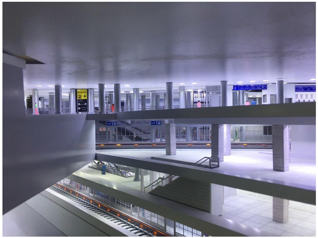 Khu vực sảnh chờ cho hành khách được thiết kế hiện đại, tiện nghi. Phối cảnh tại nhà ga Tao Đàn (quận 1)