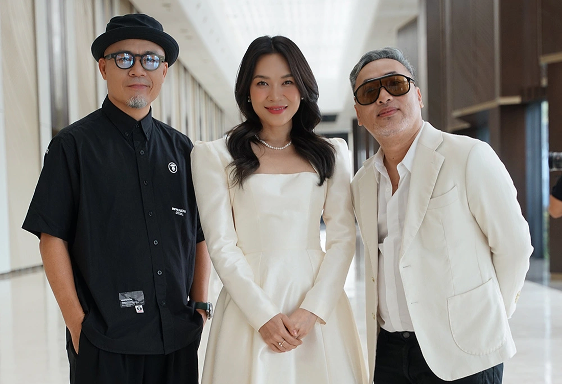 Từ trái qua: Ban giám khảo gồm nhạc sĩ Huy Tuấn, ca sĩ Mỹ Tâm và đạo diễn Nguyễn Quang Dũng - Ảnh: BTC