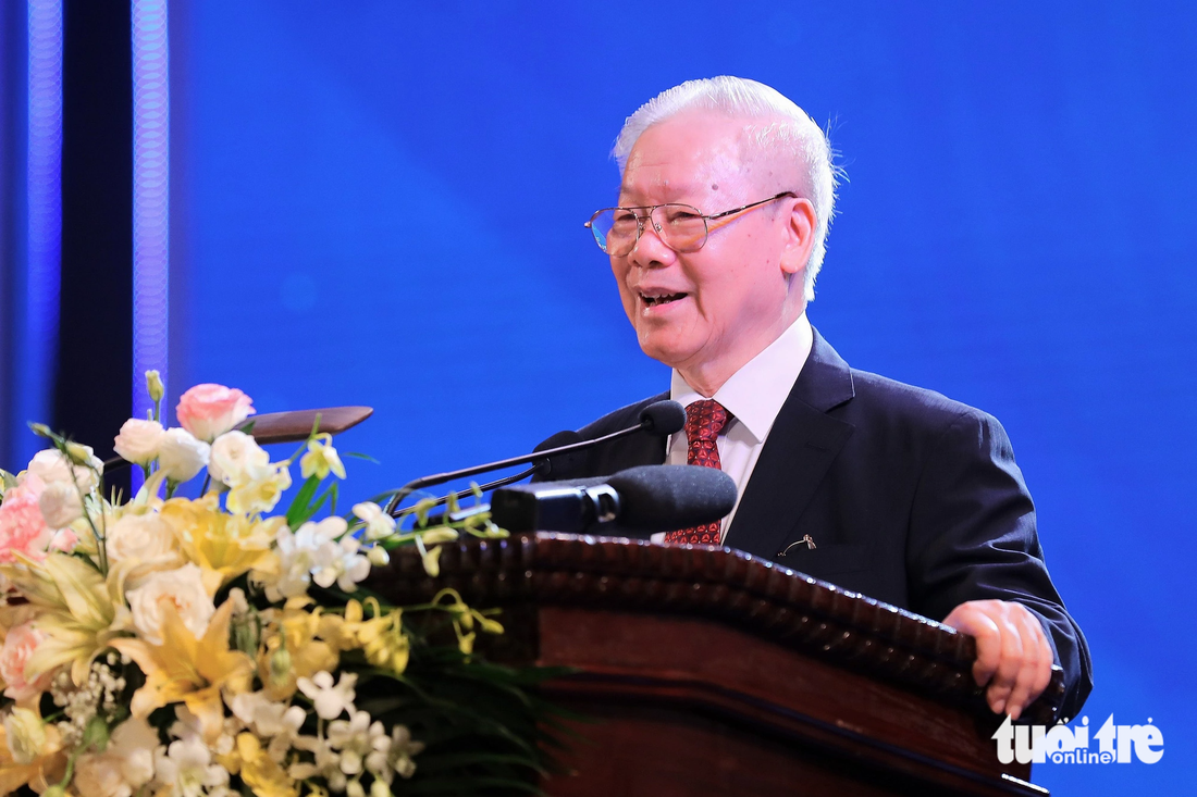Tổng bí thư Nguyễn Phú Trọng phát biểu tại buổi lễ - Ảnh: DANH KHANG