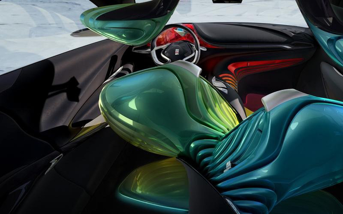 Citroen Hypnos (2008) - Nội thất đầy màu sắc của concept tới từ Pháp không chỉ để cho đẹp mà thực tế còn để thử nghiệm ngôn ngữ thiết kế cabin sau này sử dụng rộng rãi của Citroen. Hệ truyền động diesel mẫu xe này sử dụng sau này cũng làm nền tảng cho đồng hương Peugeot 3008 - Ảnh: Autocar