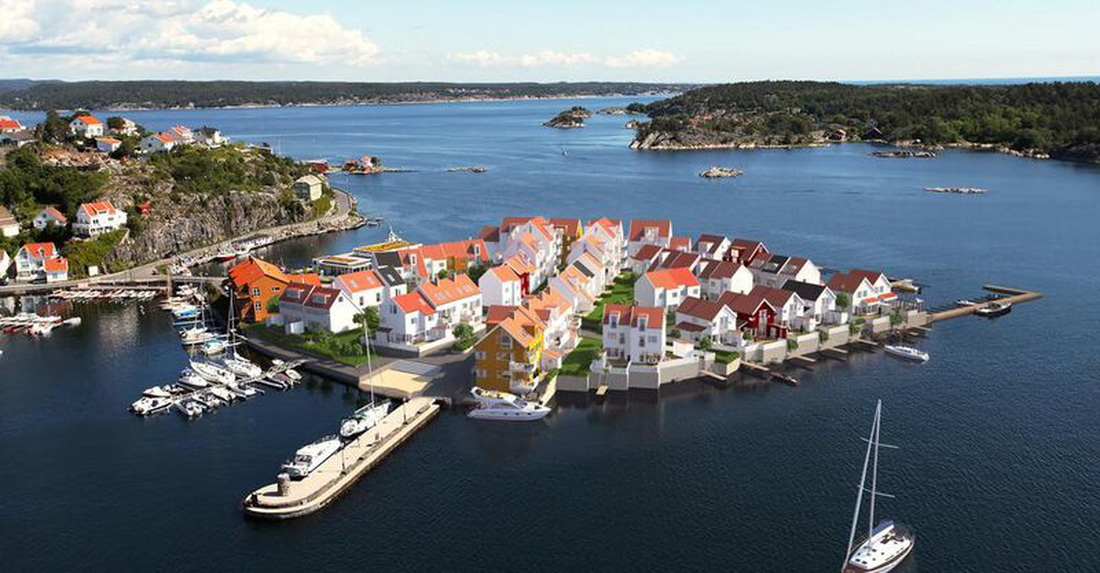 Đảo dân cư Risørholmen hiện nay sau khi sửa thiết kế - Ảnh: BLOOMBERG