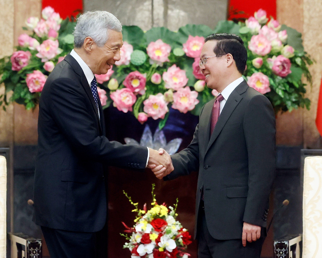Chủ tịch nước Võ Văn Thưởng trong cuộc tiếp Thủ tướng Singapore Lý Hiển Long - Ảnh: TTXVN