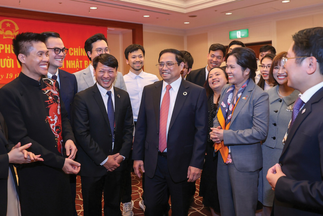 Thủ tướng Phạm Minh Chính thăm cộng đồng người Việt Nam tại Nhật Bản vào tháng 5-2023 - Ảnh: VGP