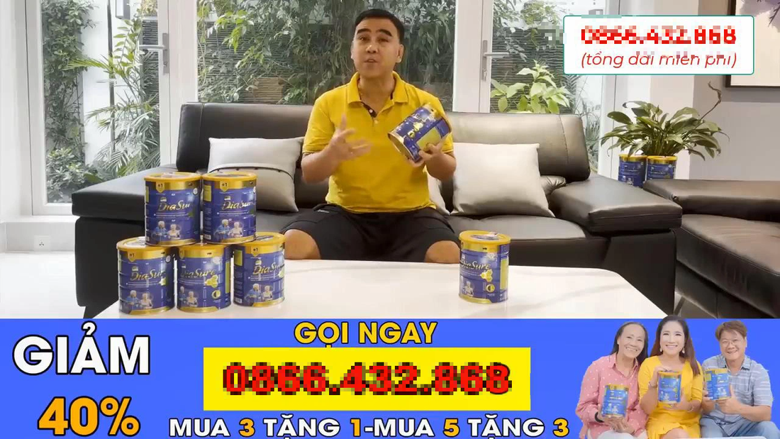 Nghệ sĩ Quyền Linh trong một clip quảng cáo sữa Diasure phát trên mạng - Ảnh: Cắt từ clip 
