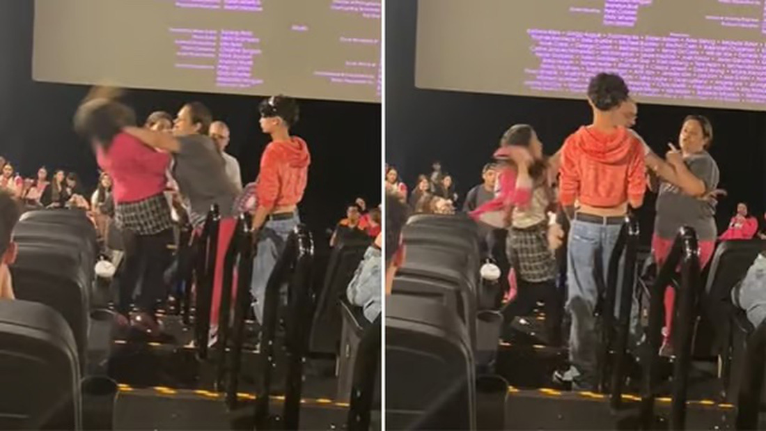Hai phụ nữ đánh nhau tại một rạp phim ở Brazil, sau khi một trong hai người cho con nhỏ xem YouTube suốt buổi chiếu - Ảnh: Dexerto