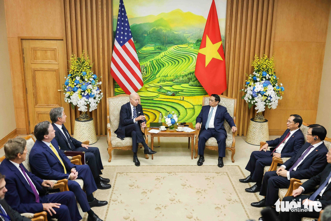 Tổng thống Mỹ Joe Biden hội kiến Thủ tướng Phạm Minh Chính ngày 11-9 - Ảnh: NGUYỄN KHÁNH