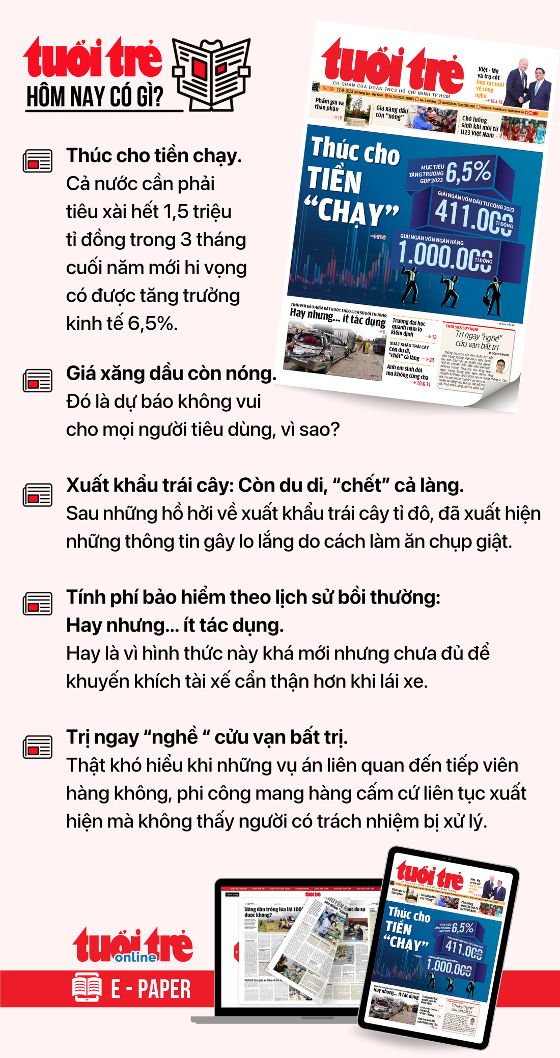 Tin tức chính trên Tuổi Trẻ nhật báo hôm nay 12-9. Để đọc Tuổi Trẻ báo in phiên bản E-paper, mời bạn đăng ký Tuổi Trẻ Sao TẠI ĐÂY