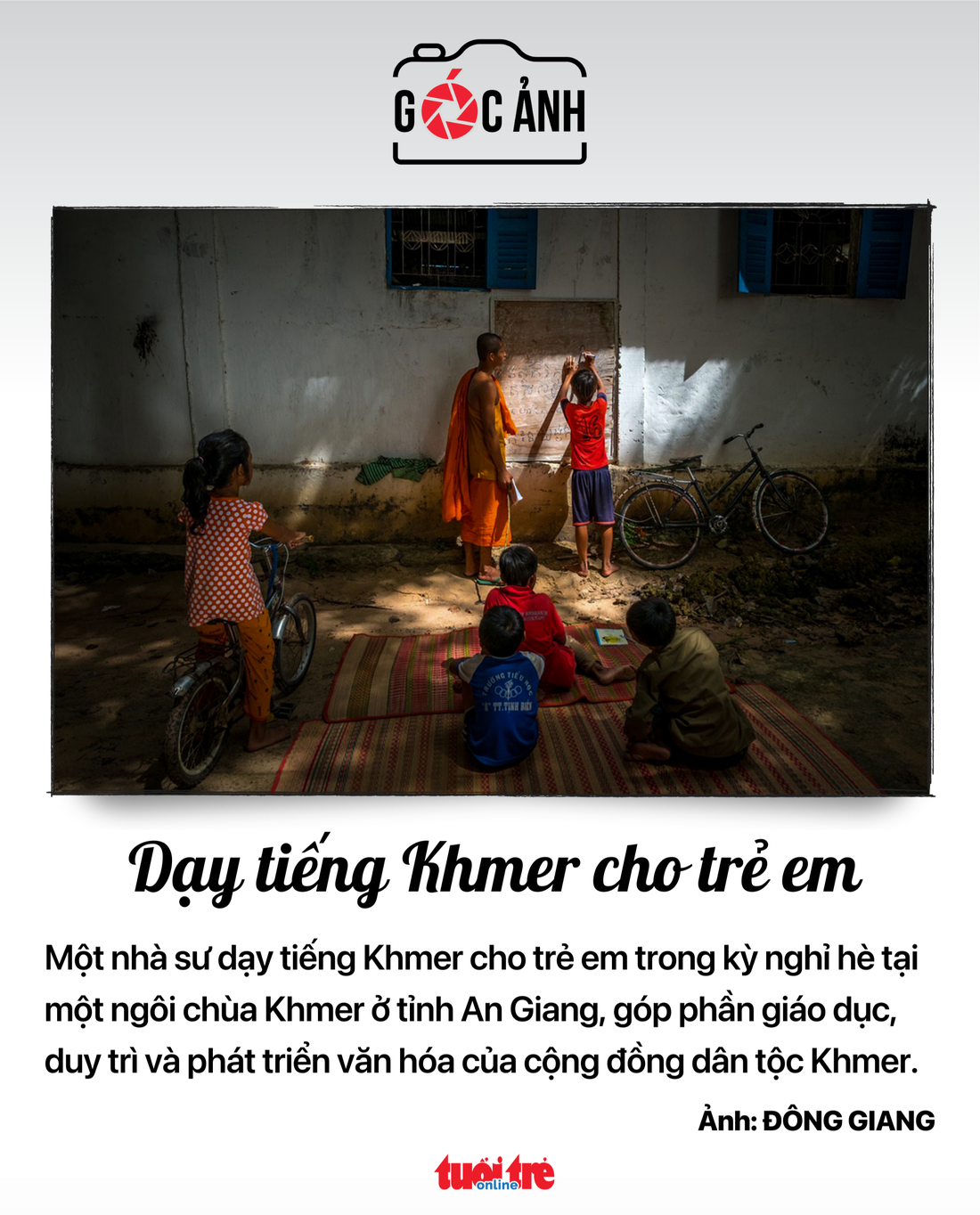 Dạy tiếng Khmer cho trẻ em - Ảnh: ĐÔNG GIANG