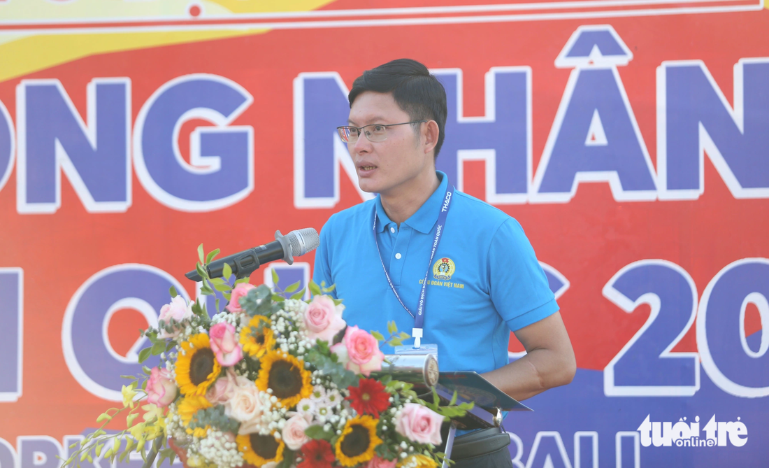 Ông Nguyễn Mạnh Kiên - phó trưởng Ban Tuyên giáo, Tổng liên đoàn Lao động Việt Nam - kỳ vọng thành công của giải đấu năm nay sẽ là tiền đề tổ chức giải hằng năm cho công nhân, người lao động - Ảnh: HOÀNG TÙNG