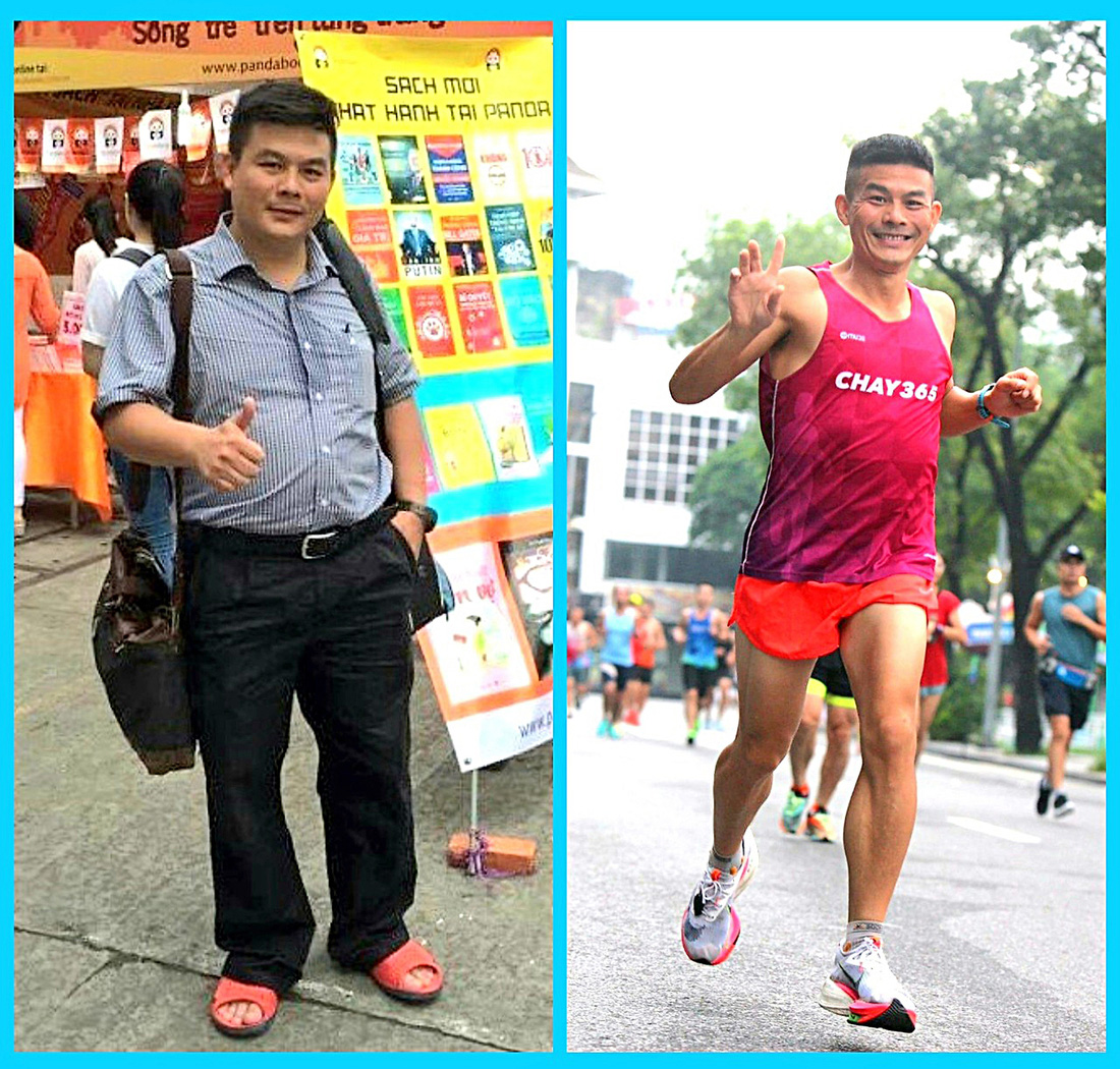 Anh Nguyễn Thanh Giang thời điểm hơn 90kg và hiện tại nặng 61kg  - Ảnh: NVCC
