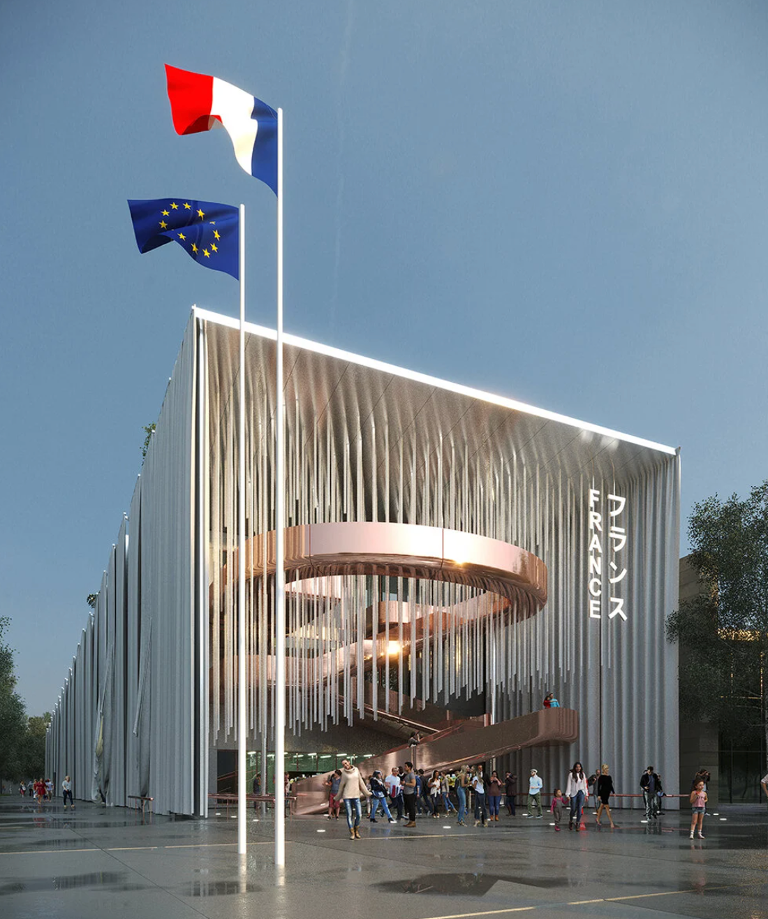 Mặt tiền khu trưng bày Pháp tại Expo Osaka 2025 - Ảnh: COLDEFY