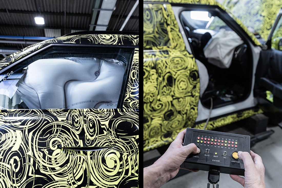Để bắt đầu tháo dỡ ô tô, các thợ máy của BMW sẽ kích hoạt túi khí phía trước, túi khí bên hông, dây đai an toàn và ắc quy. Những chất hóa học phát sinh từ quá trình này đều được xử lý theo quy định của pháp luật