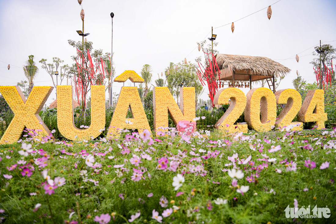 Không gian ngập tràn sắc xuân tại đường hoa Home Hanoi Xuan 2024 - Ảnh: NAM TRẦN