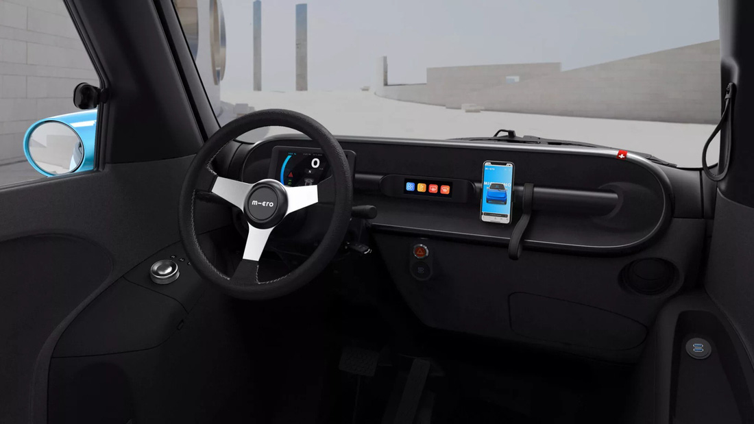Táp lô xe cực kỳ đơn giản với chỉ màn hình hiển thị các dữ liệu thiết yếu nhất trước mặt người lái là tâm điểm - Ảnh: Micro