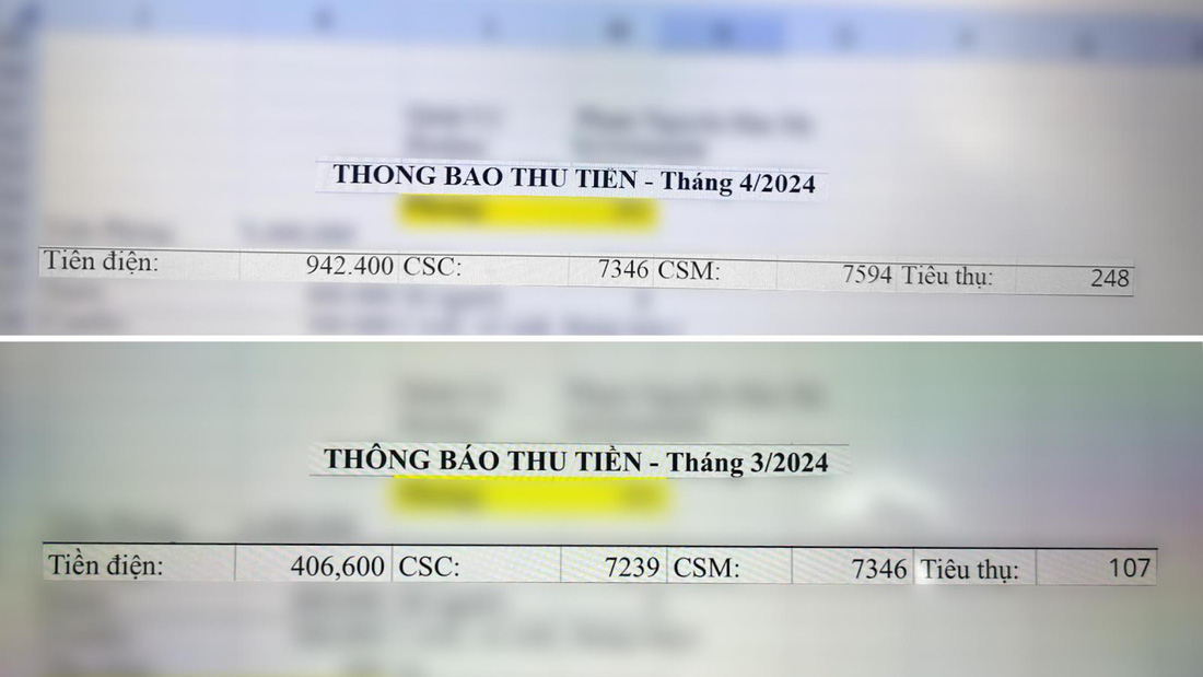 Tiền điện của Huỳnh Như tăng "chóng mặt" so với tháng trước đó - Ảnh: NVCC