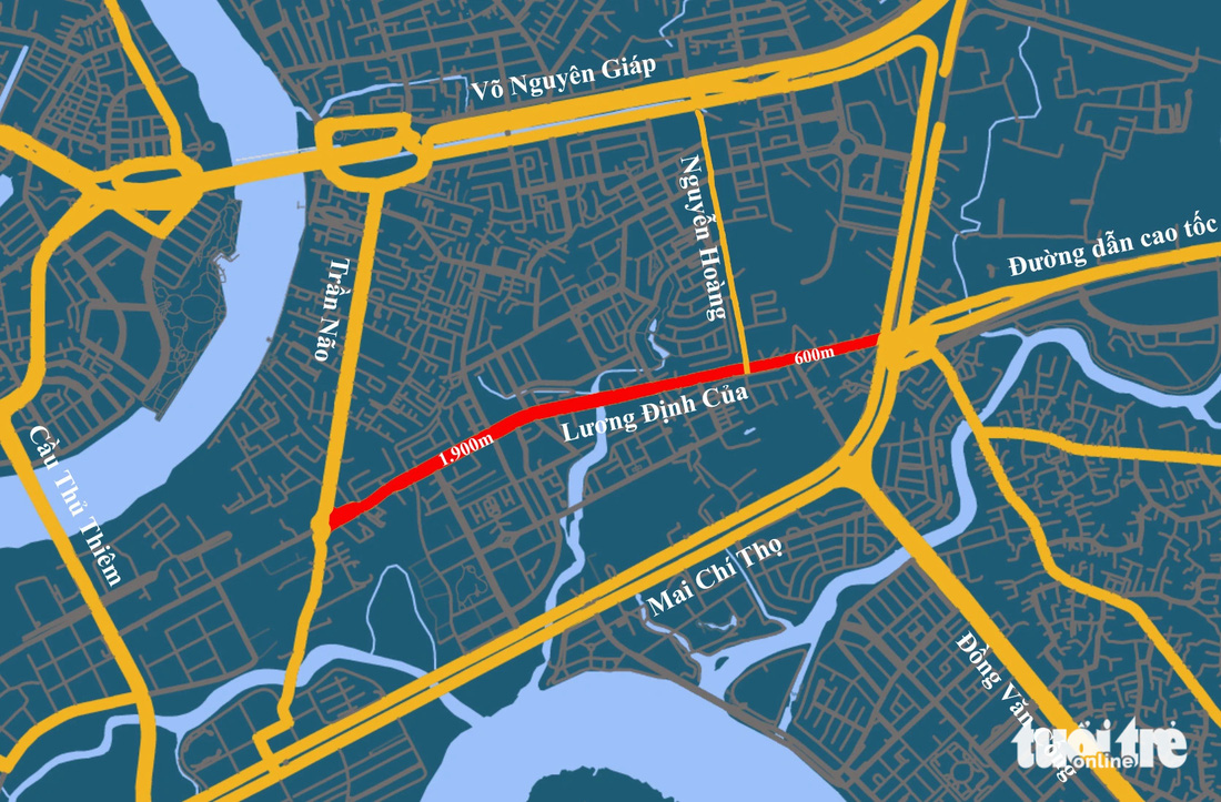 Đường Lương Định Của có vị trí quan trọng, kết nối nhiều trục giao thông lớn - Đồ họa: CHÂU TUẤN