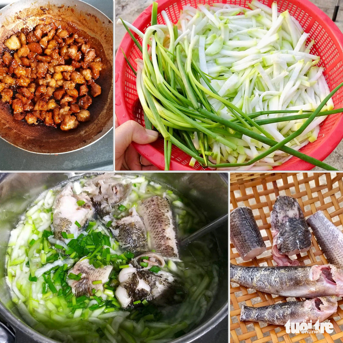 Canh bí đao nấu cá, thịt ba chỉ kho tiêu - Ảnh: ĐẶNG TUYẾT