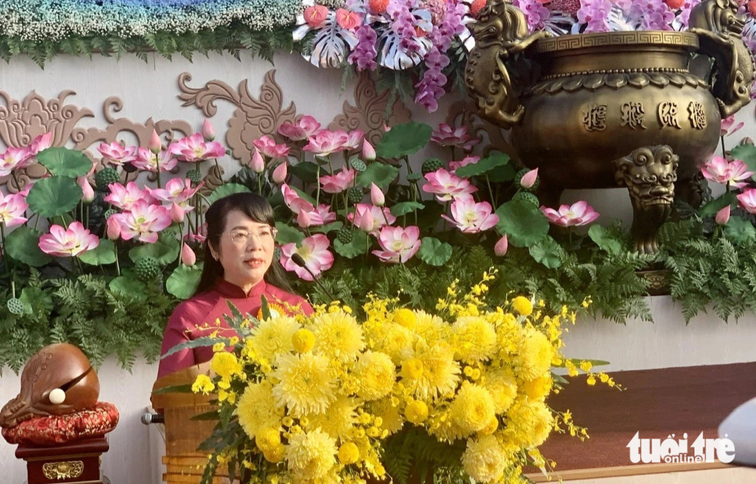 Bà Trần Kim Yến đánh giá cao những đóng góp của Giáo hội Phật giáo Việt Nam - Ảnh: HOÀI PHƯƠNG