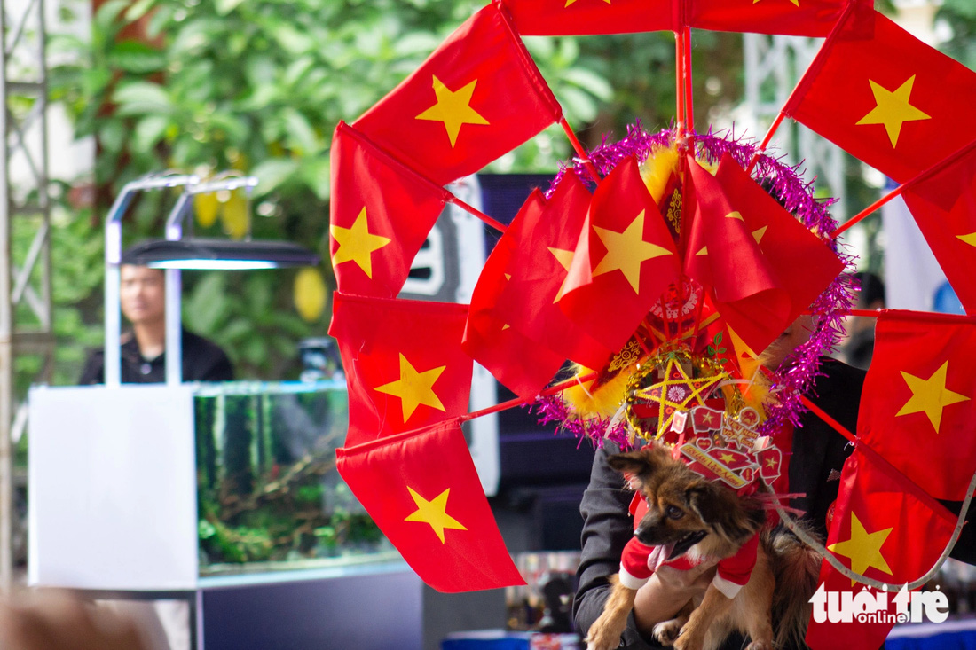 Chú chó số sáu diện trang phục mang chủ đề nét đẹp Việt Nam, tượng trưng cho sự đoàn kết của dân tộc - Ảnh: TÔ CƯỜNG